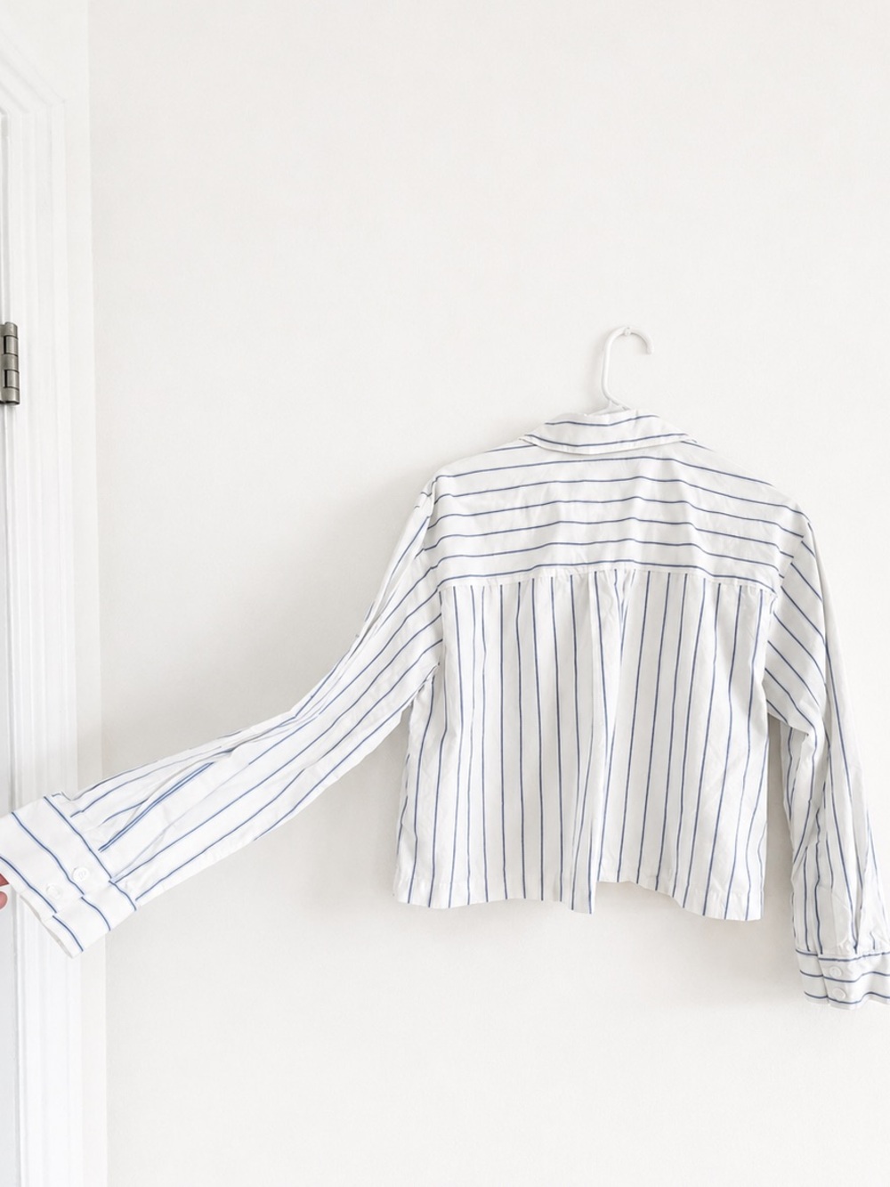 ZARA 100% Cotton Striped Cropped Pajama Shirt - Picture 3 of 5